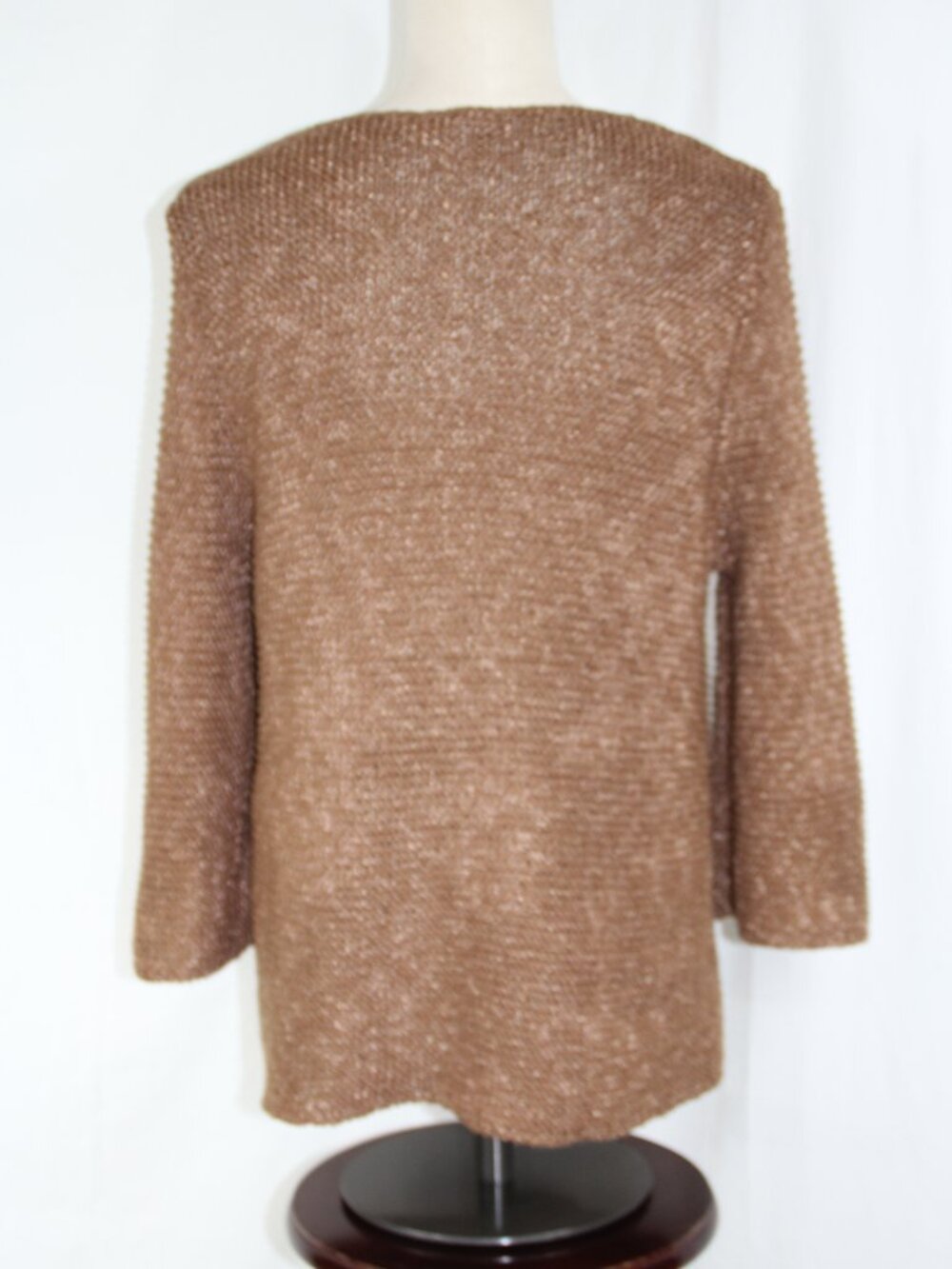 Chico's Round Neck 3/4 Sleeved Tan/Gold Sweater Top Beachy Size 2 L (12/14) - Picture 6 of 9
